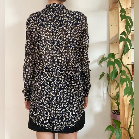 Ganni Newman Georgette dark blue floral patterned blouse - Picture 3 of 5